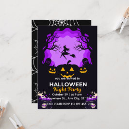 Invitación de fiesta de Halloween de bruja espeluz