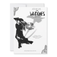 Invitación de fiesta de Halloween de bruja silueta