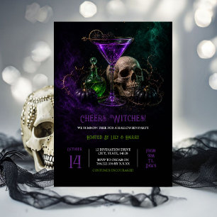 Invitación de fiesta de Halloween de Brujas Cheers