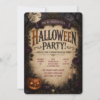 Invitación de fiesta de Halloween de calabaza góti