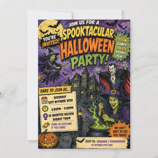 invitación de fiesta de Halloween de caldero de br