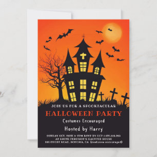 Invitación de fiesta de Halloween de casa embrujad