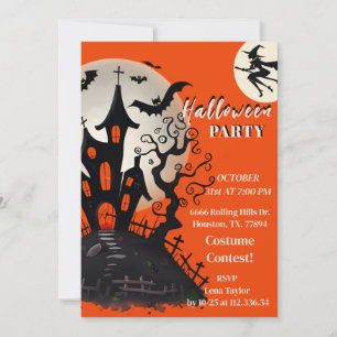 Invitación de fiesta de Halloween de casa embrujad