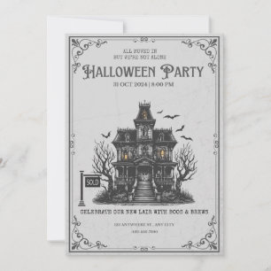 Invitación de fiesta de Halloween de casa embrujad