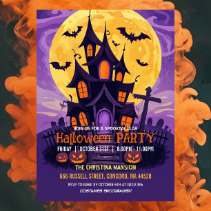 Invitación de fiesta de Halloween de casa embrujad