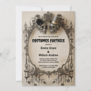 Invitación de fiesta de Halloween de cráneo gótico