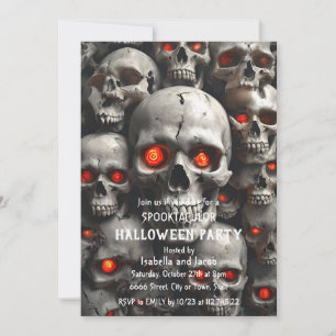 Invitación de fiesta de Halloween de cráneo gótico