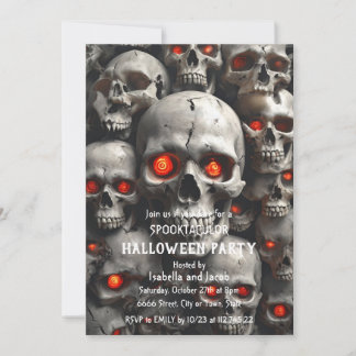 Invitación de fiesta de Halloween de cráneo gótico