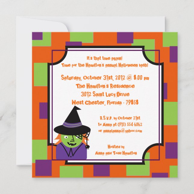 Invitación de fiesta de Halloween de criaturas de  (Anverso)