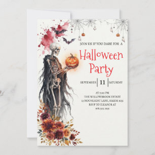 Invitación de fiesta de Halloween de dama esquelet