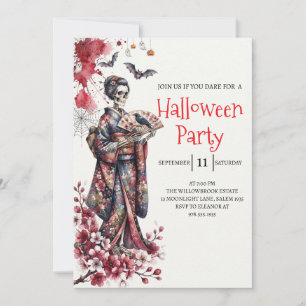 Invitación de fiesta de Halloween de dama esquelet