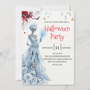 Invitación de fiesta de Halloween de dama esquelet