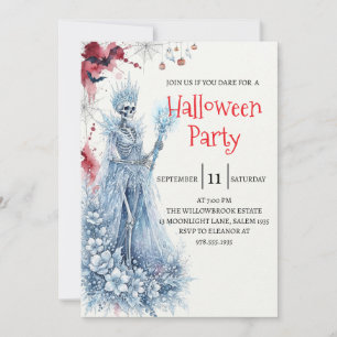 Invitación de fiesta de Halloween de dama esquelet