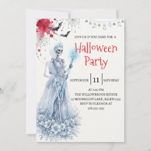 Invitación de fiesta de Halloween de dama esquelet