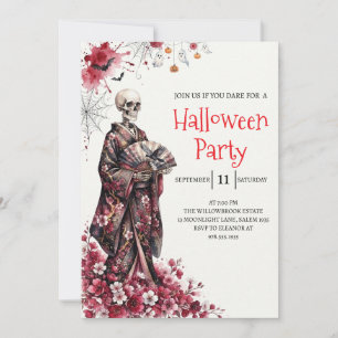 Invitación de fiesta de Halloween de dama esquelet