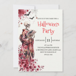Invitación de fiesta de Halloween de dama esquelet