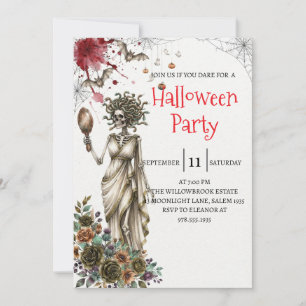 Invitación de fiesta de Halloween de dama esquelet