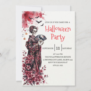 Invitación de fiesta de Halloween de dama esquelet