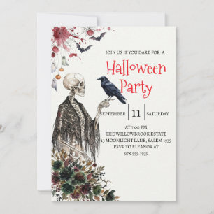 Invitación de fiesta de Halloween de dama esquelet
