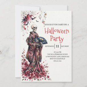 Invitación de fiesta de Halloween de dama esquelet