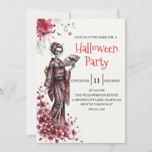 Invitación de fiesta de Halloween de dama esquelet