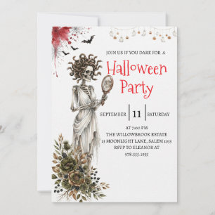 Invitación de fiesta de Halloween de dama esquelet