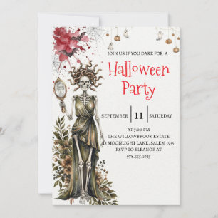 Invitación de fiesta de Halloween de dama esquelet