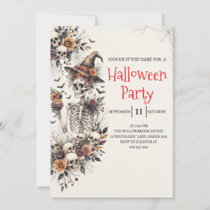 Invitación de fiesta de Halloween de dama esquelet