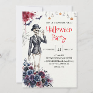 Invitación de fiesta de Halloween de dama esquelet