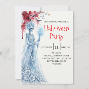 Invitación de fiesta de Halloween de dama esquelet