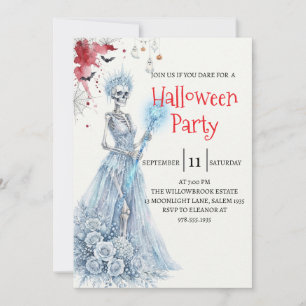 Invitación de fiesta de Halloween de dama esquelet