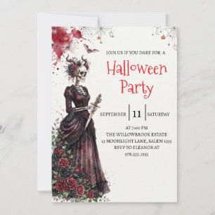 Invitación de fiesta de Halloween de dama esquelet