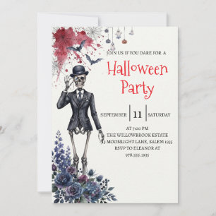 Invitación de fiesta de Halloween de dama esquelet