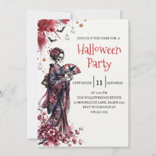 Invitación de fiesta de Halloween de dama esquelet