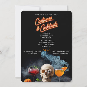 Invitación de fiesta de Halloween de disfraces y c