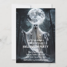 Invitación de fiesta de Halloween de fantasmas, lu