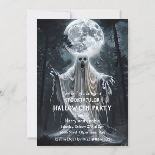 Invitación de fiesta de Halloween de fantasmas, lu