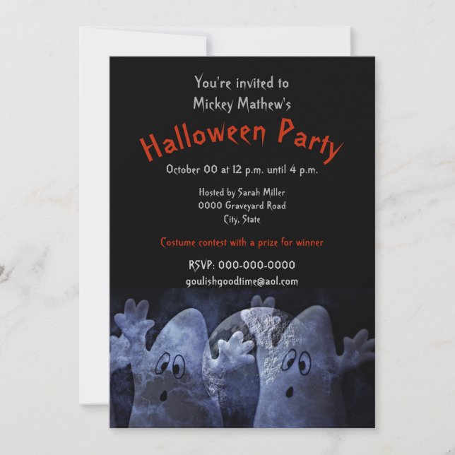 Invitación de fiesta de Halloween de fantasmas par (Anverso)