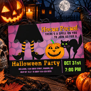 Invitación de fiesta de Halloween de gato de calab