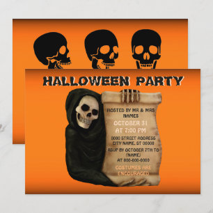 Invitación de fiesta de Halloween de monstruo mied