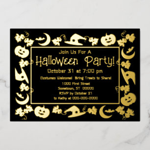 Invitación de fiesta de Halloween de papel de alum