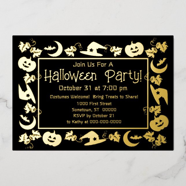 Invitación de fiesta de Halloween de papel de alum (Anverso)