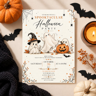 invitación de fiesta de Halloween de sombrero de b