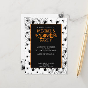 invitación de fiesta de Halloween de telaraña de a