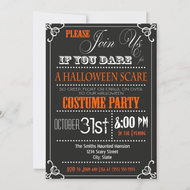 Invitación de fiesta de Halloween de tipografía (Anverso)