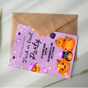 Invitación de fiesta de Halloween de truco o trato