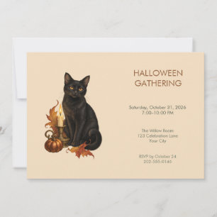 Invitación de fiesta de Halloween de vela de gato