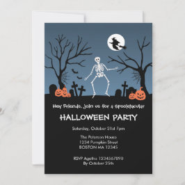 Invitación de fiesta de Halloween del esqueleto ba