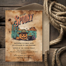 Invitación de fiesta de Halloween del oeste vintag