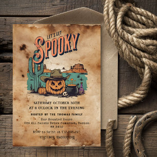 Invitación de fiesta de Halloween del oeste vintag